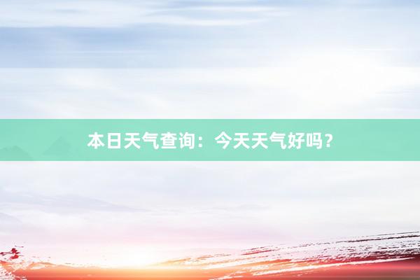 本日天气查询：今天天气好吗？